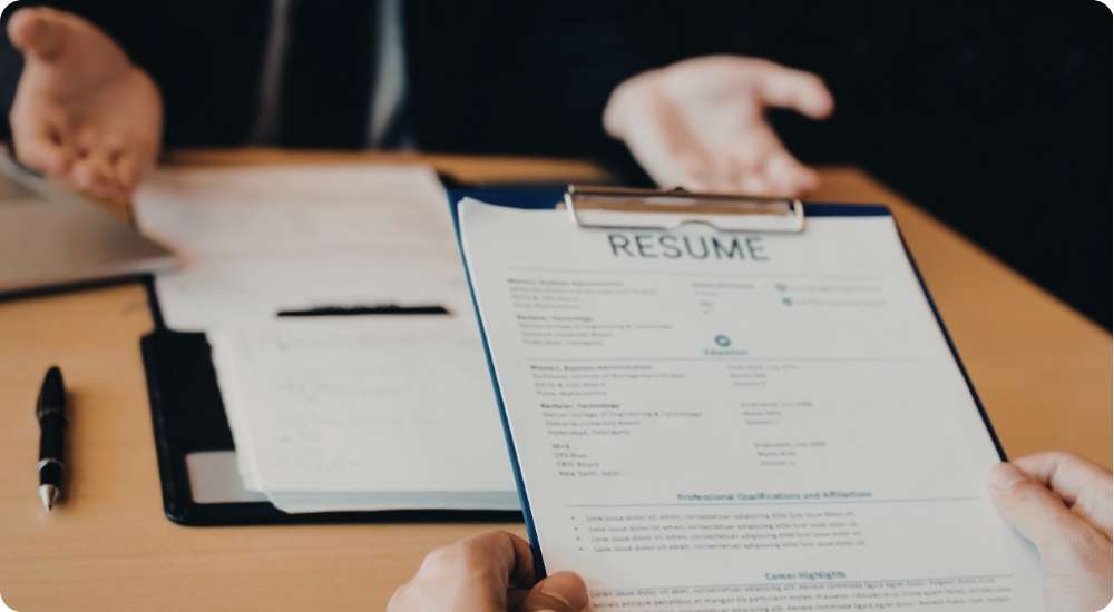 grabbed resume in interview