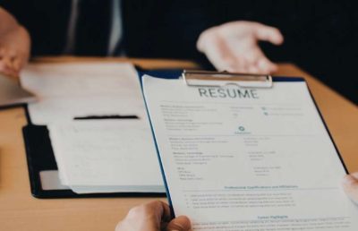 grabbed resume in interview